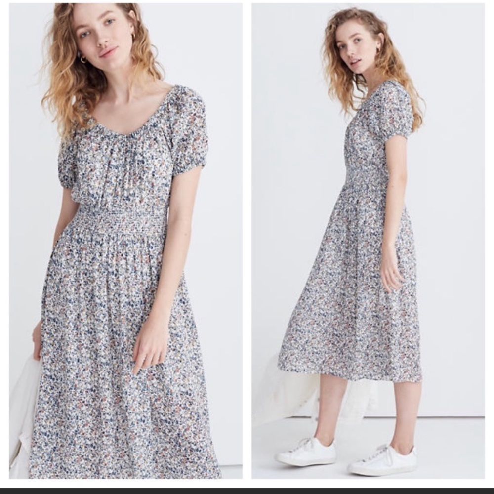 Madewell smocked waist midi dress